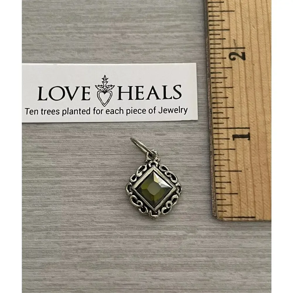 Love Heals Olive Green Prism Mirror Charm White Bronze Ojai CA LH33